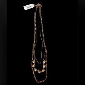 Kendra Scott Susanna Triple Layer Necklace, gold, clear/iridescent stone. NWT!